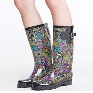 Floral Pattern Women's Rain Boots